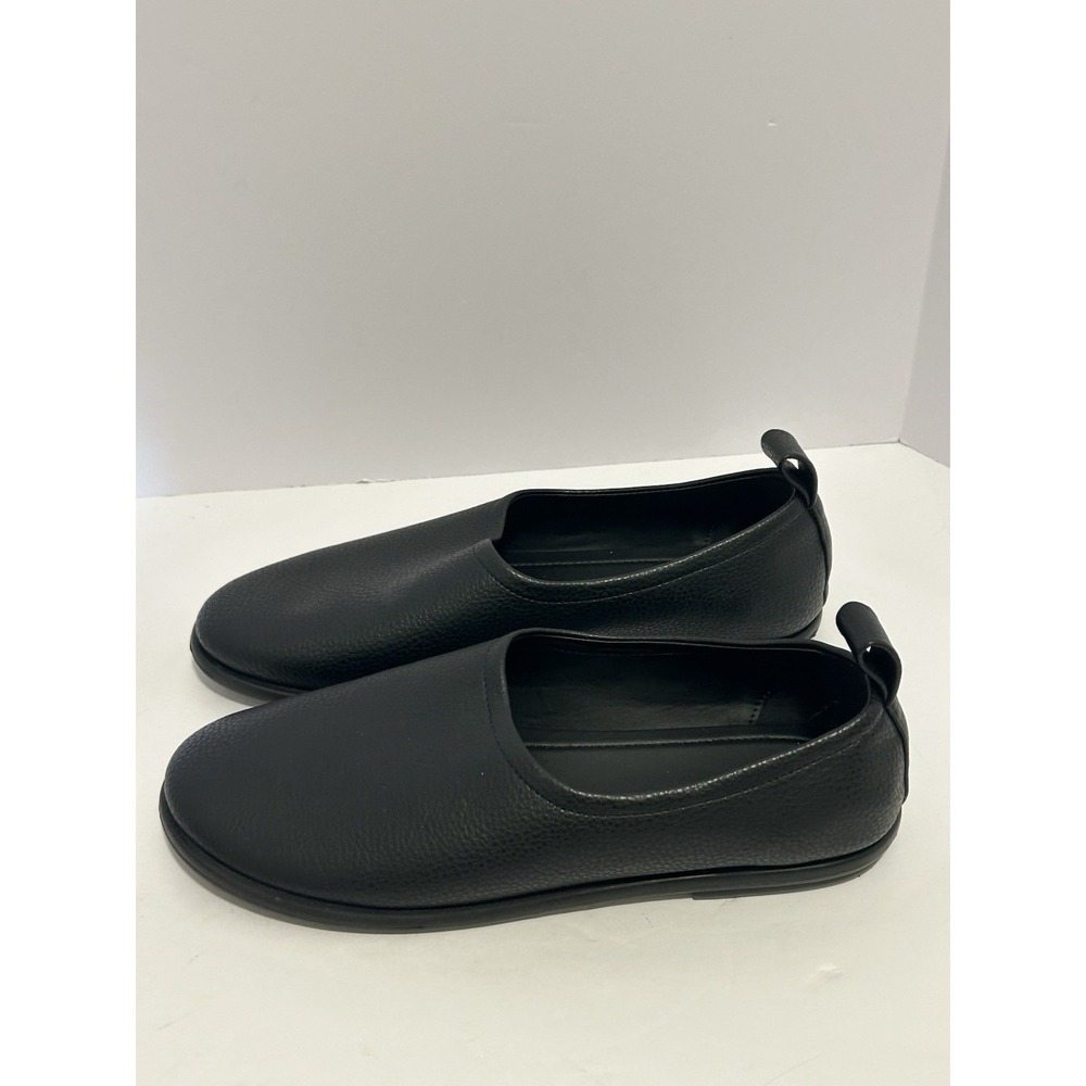 Zara men's black pebbled leather Soft slip-on loafers Minimalist 42 Heel Loops